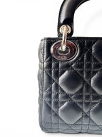 Load image into Gallery viewer, Christian Dior Lady Dior Mini, Black Lambskin Leather Silver-tone Hardware
