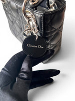 Load image into Gallery viewer, Christian Dior Lady Dior Mini, Black Lambskin Leather Silver-tone Hardware
