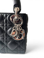 Load image into Gallery viewer, Christian Dior Lady Dior Mini, Black Lambskin Leather Silver-tone Hardware
