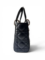 Load image into Gallery viewer, Christian Dior Lady Dior Mini, Black Lambskin Leather Silver-tone Hardware
