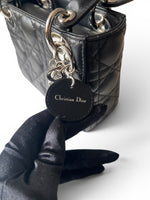 Load image into Gallery viewer, Christian Dior Lady Dior Mini, Black Lambskin Leather Silver-tone Hardware
