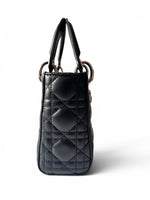 Load image into Gallery viewer, Christian Dior Lady Dior Mini, Black Lambskin Leather Silver-tone Hardware
