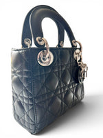 Load image into Gallery viewer, Christian Dior Lady Dior Mini, Black Lambskin Leather Silver-tone Hardware
