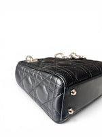 Load image into Gallery viewer, Christian Dior Lady Dior Mini, Black Lambskin Leather Silver-tone Hardware

