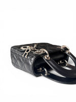 Load image into Gallery viewer, Christian Dior Lady Dior Mini, Black Lambskin Leather Silver-tone Hardware
