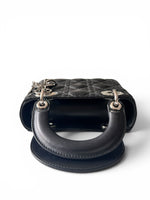 Load image into Gallery viewer, Christian Dior Lady Dior Mini, Black Lambskin Leather Silver-tone Hardware
