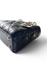 Load image into Gallery viewer, Christian Dior Lady Dior Mini, Black Lambskin Leather Silver-tone Hardware
