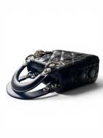 Load image into Gallery viewer, Christian Dior Lady Dior Mini, Black Lambskin Leather Silver-tone Hardware
