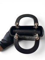 Load image into Gallery viewer, Christian Dior Lady Dior Mini, Black Lambskin Leather Silver-tone Hardware
