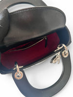 Load image into Gallery viewer, Christian Dior Lady Dior Mini, Black Lambskin Leather Silver-tone Hardware
