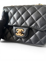 Load image into Gallery viewer, Chanel Timeless Classic Mini, Black Lambskin Leather Gold-tone Hardware
