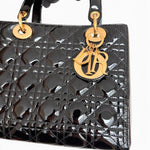 Charger l'image dans la galerie, Christian Dior Lady Dior Medium, Black Patent Leather Gold-tone Hardware

