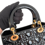 Charger l'image dans la galerie, Christian Dior Lady Dior Medium, Black Patent Leather Gold-tone Hardware
