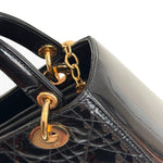 Charger l'image dans la galerie, Christian Dior Lady Dior Medium, Black Patent Leather Gold-tone Hardware
