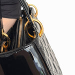 Charger l'image dans la galerie, Christian Dior Lady Dior Medium, Black Patent Leather Gold-tone Hardware
