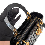 Charger l'image dans la galerie, Christian Dior Lady Dior Medium, Black Patent Leather Gold-tone Hardware
