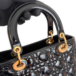 Charger l'image dans la galerie, Christian Dior Lady Dior Medium, Black Patent Leather Gold-tone Hardware
