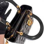 Charger l'image dans la galerie, Christian Dior Lady Dior Medium, Black Patent Leather Gold-tone Hardware
