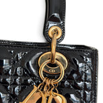 Charger l'image dans la galerie, Christian Dior Lady Dior Medium, Black Patent Leather Gold-tone Hardware
