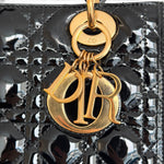 Charger l'image dans la galerie, Christian Dior Lady Dior Medium, Black Patent Leather Gold-tone Hardware
