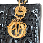 Charger l'image dans la galerie, Christian Dior Lady Dior Medium, Black Patent Leather Gold-tone Hardware
