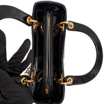 Charger l'image dans la galerie, Christian Dior Lady Dior Medium, Black Patent Leather Gold-tone Hardware
