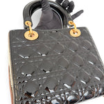Charger l'image dans la galerie, Christian Dior Lady Dior Medium, Black Patent Leather Gold-tone Hardware
