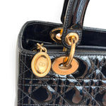 Charger l'image dans la galerie, Christian Dior Lady Dior Medium, Black Patent Leather Gold-tone Hardware
