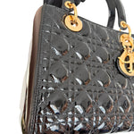 Charger l'image dans la galerie, Christian Dior Lady Dior Medium, Black Patent Leather Gold-tone Hardware
