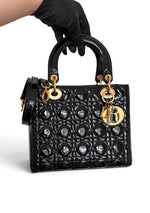 Charger l'image dans la galerie, Christian Dior Lady Dior Medium, Black Patent Leather Gold-tone Hardware
