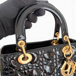 Charger l'image dans la galerie, Christian Dior Lady Dior Medium, Black Patent Leather Gold-tone Hardware

