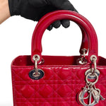 Charger l'image dans la galerie, Christian Dior Lady Dior Medium Red Patent Leather Silver-tone Hardware
