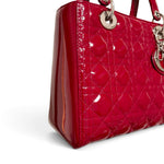 Charger l'image dans la galerie, Christian Dior Lady Dior Medium Red Patent Leather Silver-tone Hardware
