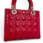Charger l'image dans la galerie, Christian Dior Lady Dior Medium Red Patent Leather Silver-tone Hardware
