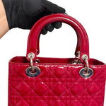 Charger l'image dans la galerie, Christian Dior Lady Dior Medium Red Patent Leather Silver-tone Hardware
