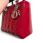 Charger l'image dans la galerie, Christian Dior Lady Dior Medium Red Patent Leather Silver-tone Hardware
