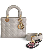 Load image into Gallery viewer, Christian Dior Lady Dior Small, Light Grey Cannage Lambskin Gold-tone Hardware
