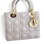 Load image into Gallery viewer, Christian Dior Lady Dior Small, Light Grey Cannage Lambskin Gold-tone Hardware
