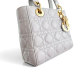 Load image into Gallery viewer, Christian Dior Lady Dior Small, Light Grey Cannage Lambskin Gold-tone Hardware
