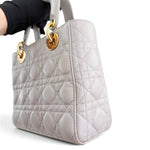 Load image into Gallery viewer, Christian Dior Lady Dior Small, Light Grey Cannage Lambskin Gold-tone Hardware
