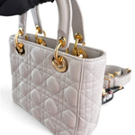 Load image into Gallery viewer, Christian Dior Lady Dior Small, Light Grey Cannage Lambskin Gold-tone Hardware
