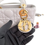 Load image into Gallery viewer, Christian Dior Lady Dior Small, Light Grey Cannage Lambskin Gold-tone Hardware
