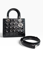 Load image into Gallery viewer, Christian Dior Lady Dior Medium – Black Patent Leather, Silver-tone Hardware

