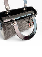 Load image into Gallery viewer, Christian Dior Lady Dior Medium – Black Patent Leather, Silver-tone Hardware
