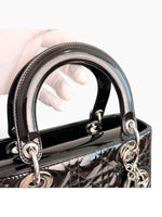 Load image into Gallery viewer, Christian Dior Lady Dior Medium – Black Patent Leather, Silver-tone Hardware
