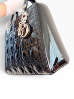 Load image into Gallery viewer, Christian Dior Lady Dior Medium – Black Patent Leather, Silver-tone Hardware
