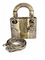 Load image into Gallery viewer, Christian Dior Lady Dior Mini Gold Exotic Leather Gold-tone Hardware
