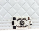 将图片加载到图库查看器，Chanel Leboy Old Medium White Diamond Quilted Calfskin, Enamel and Silver-tone Hardware
