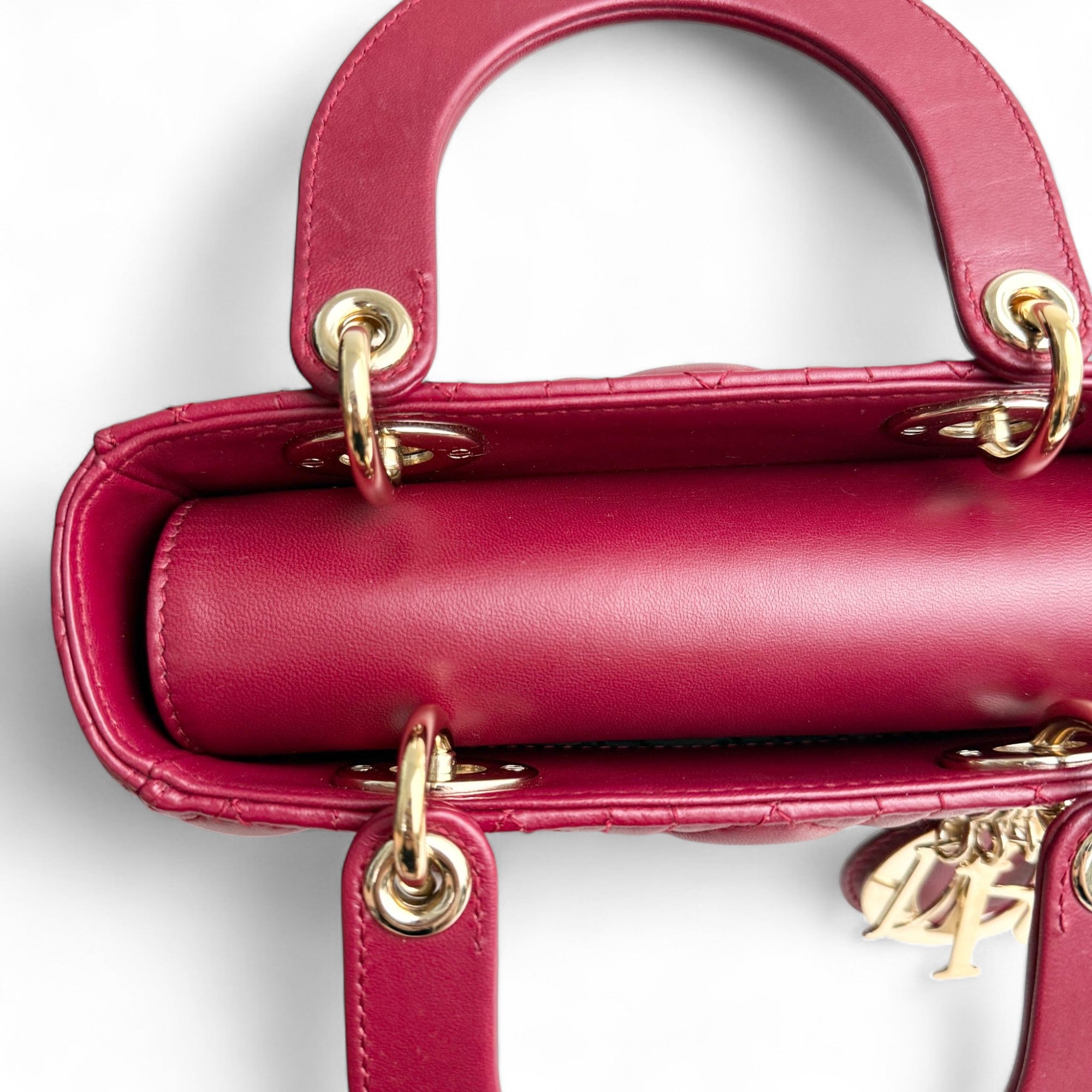 Christian Dior My Lady Dior Lucky Badges Small Dark Red Lambskin Gold-tone Hardware