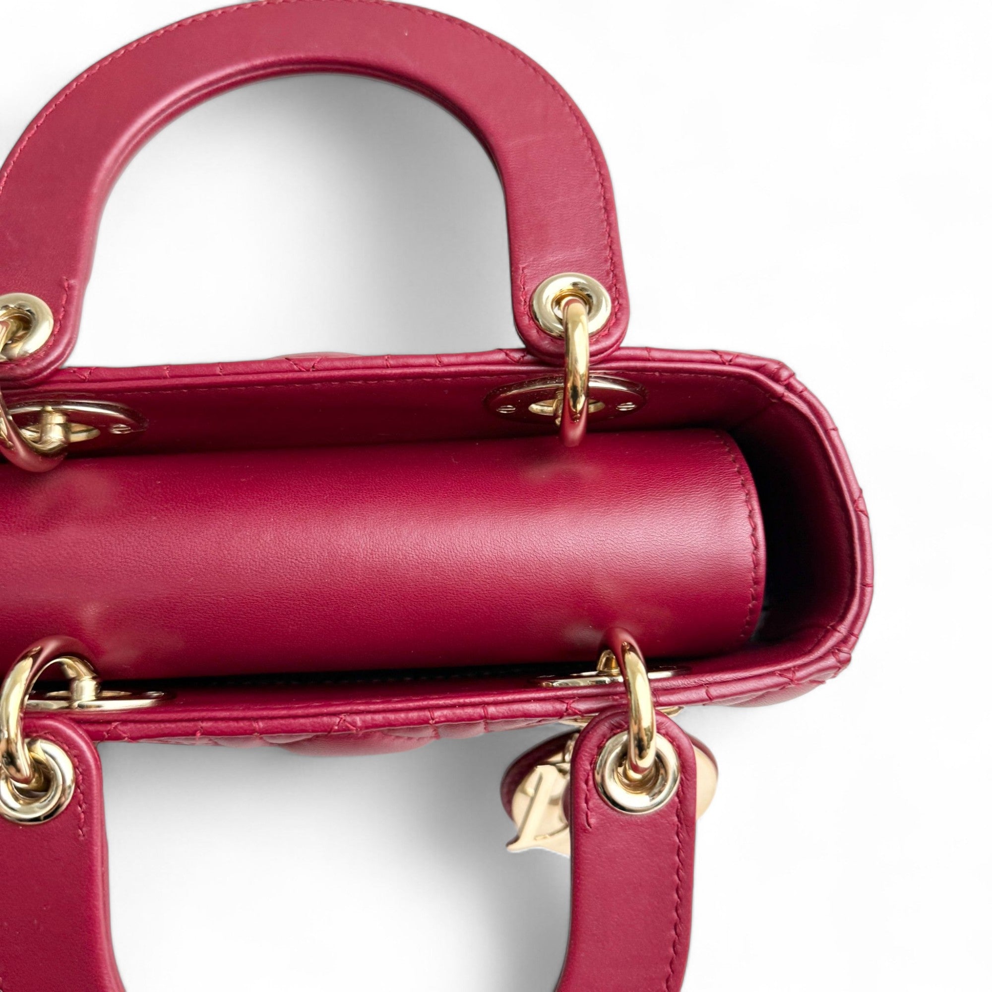 Christian Dior My Lady Dior Lucky Badges Small Dark Red Lambskin Gold-tone Hardware